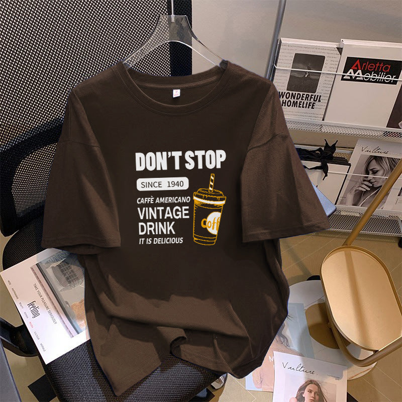 Dame T-shirt med vintage café motiv Stilla