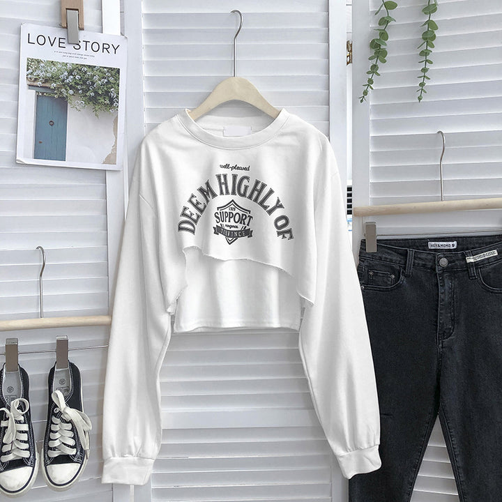 Dame Cropped Graphic Sweatshirt med legende slogan Stilla