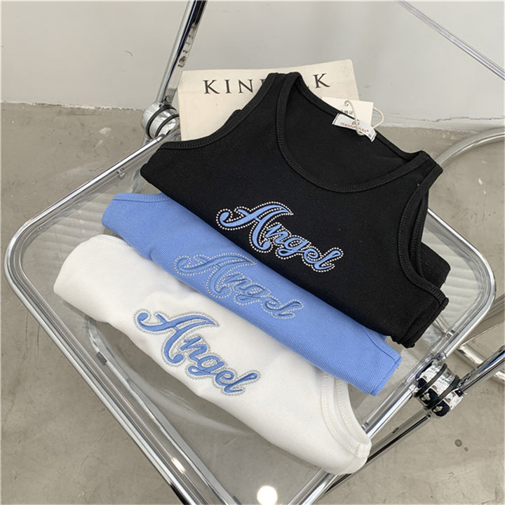 Femme Rippedel Crop Tanktop med strassdetalje Stilla