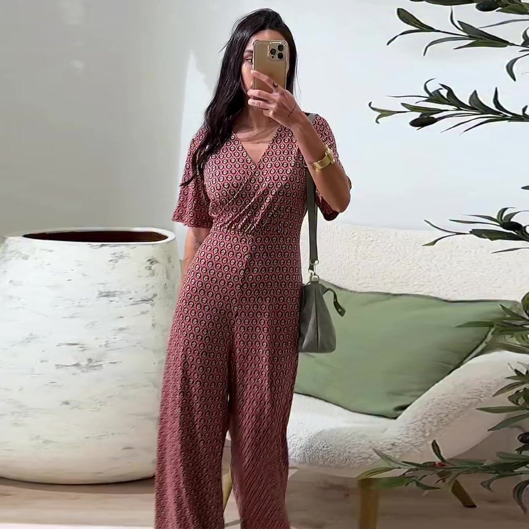 Kvinde jumpsuit med elastisk talje og dyb V-hals Skovae