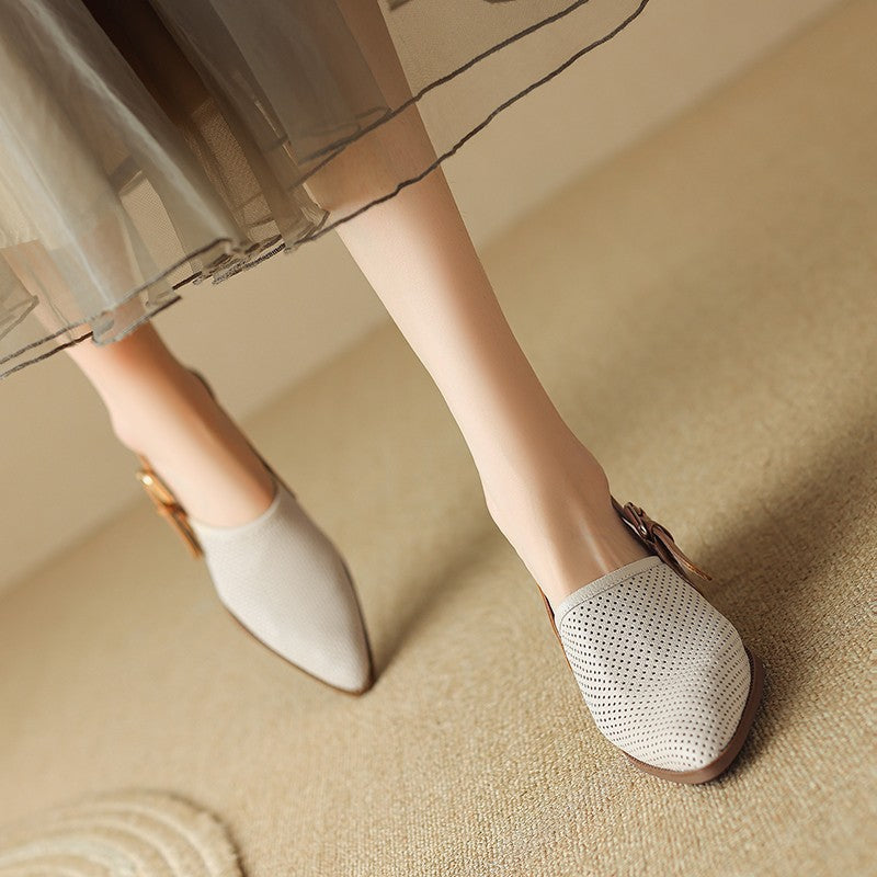 Dame Perforeret Slip-On Slingback Hæle med Blokhæle Stilla