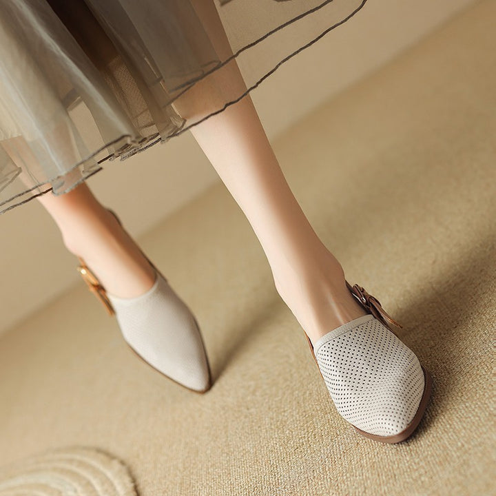 Dame Perforeret Slip-On Slingback Hæle med Blokhæle Stilla