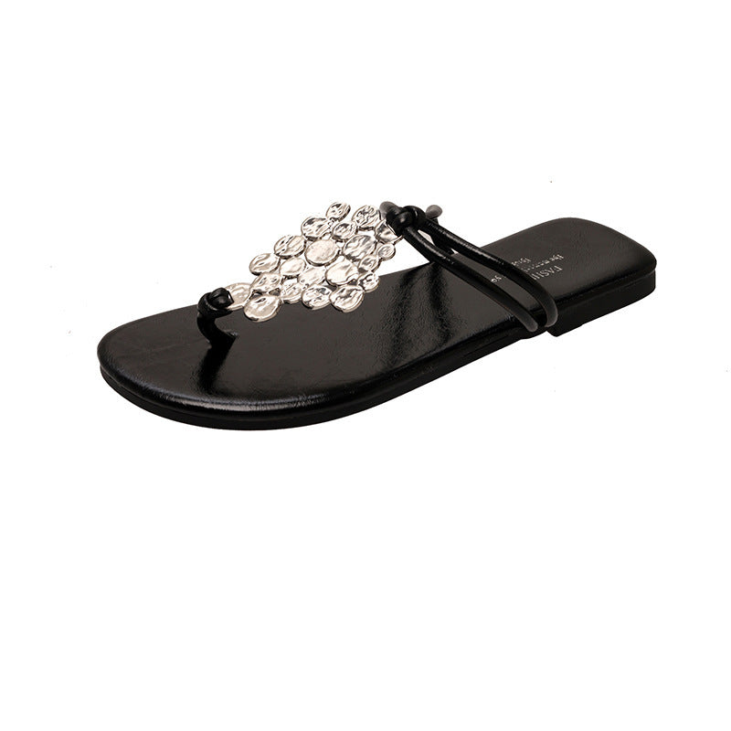 Dame elegante slide sandaler med dekorativ perleaccent Stilla
