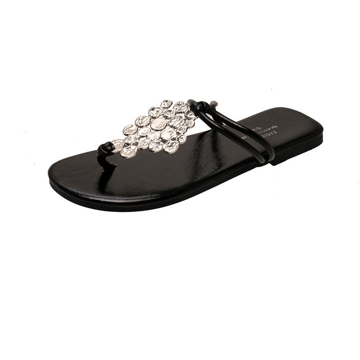 Dame elegante slide sandaler med dekorativ perleaccent Stilla