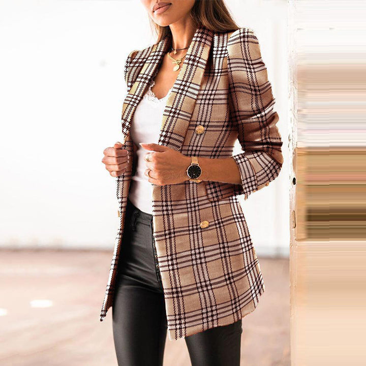 Dame Tweed Blazer med dobbelt knaplukning og tætsiddende snit Stilla