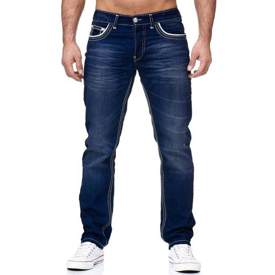 Herre klassiske jeans med kontrasterende syninger Stilla