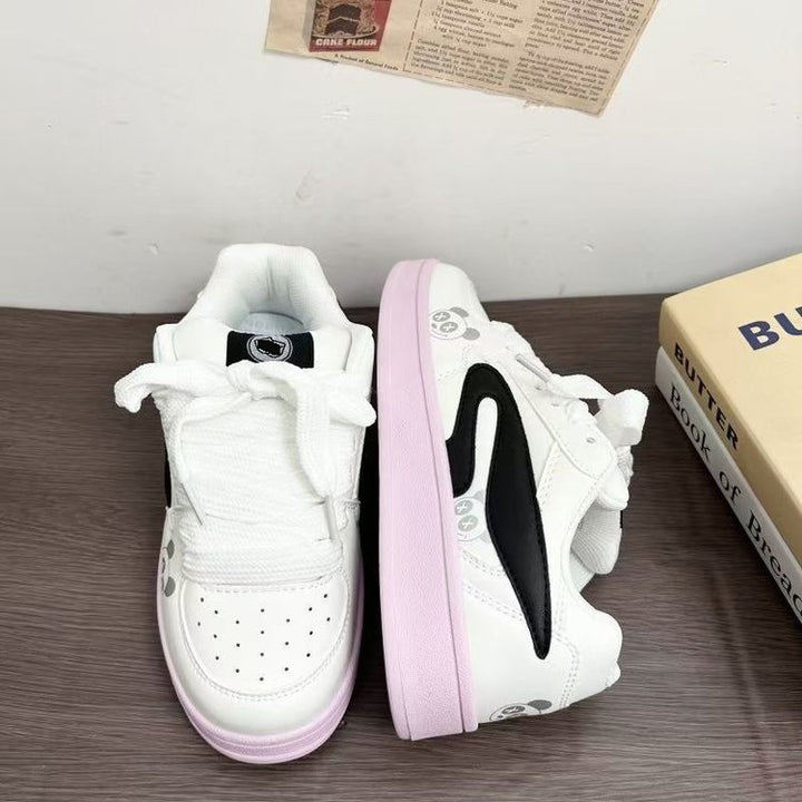 Dame Sneakers i det søde Pandamønster med komfortabel polstret indersål Stilla