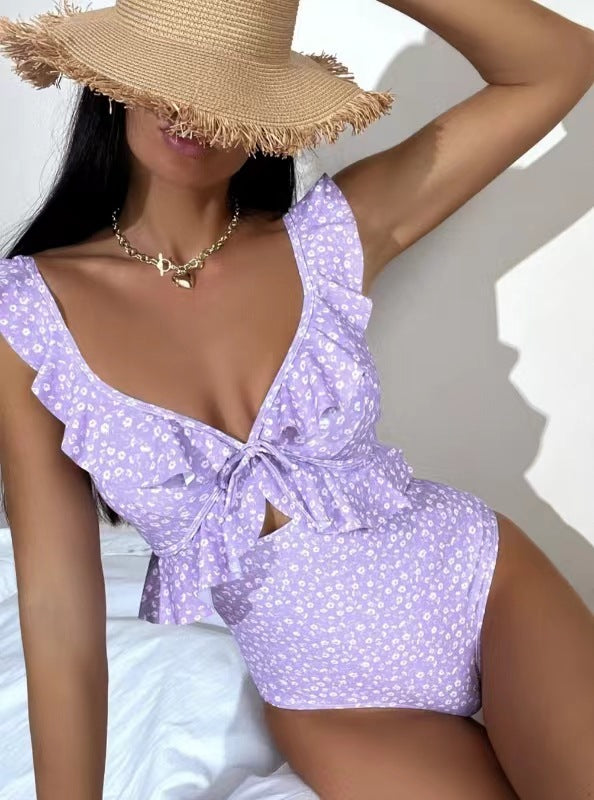 Damer Elegant Floral Badedragt med Ruffle-detaljer Stilla