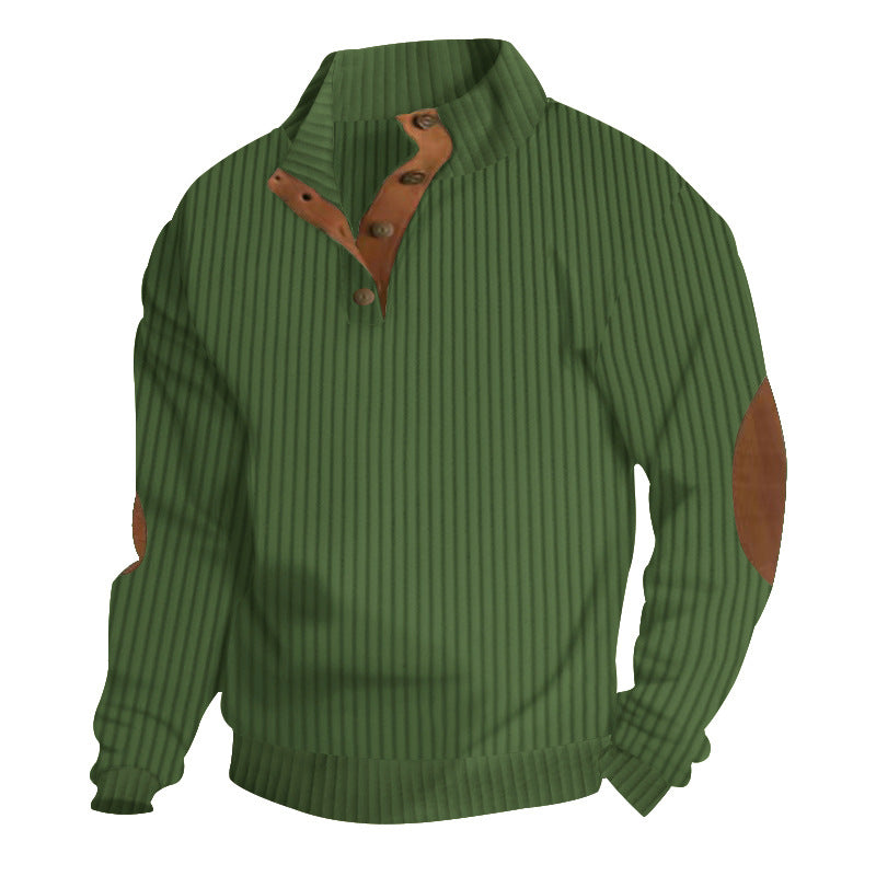 Herre sporty sweatshirt med strukturerede ribdetaljer og mode læder accenter Stilla