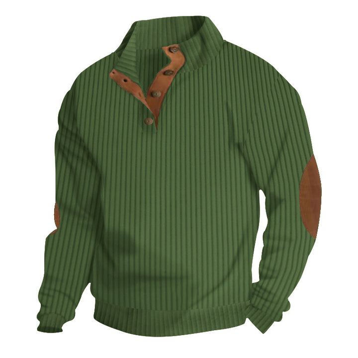 Herre sporty sweatshirt med strukturerede ribdetaljer og mode læder accenter Stilla