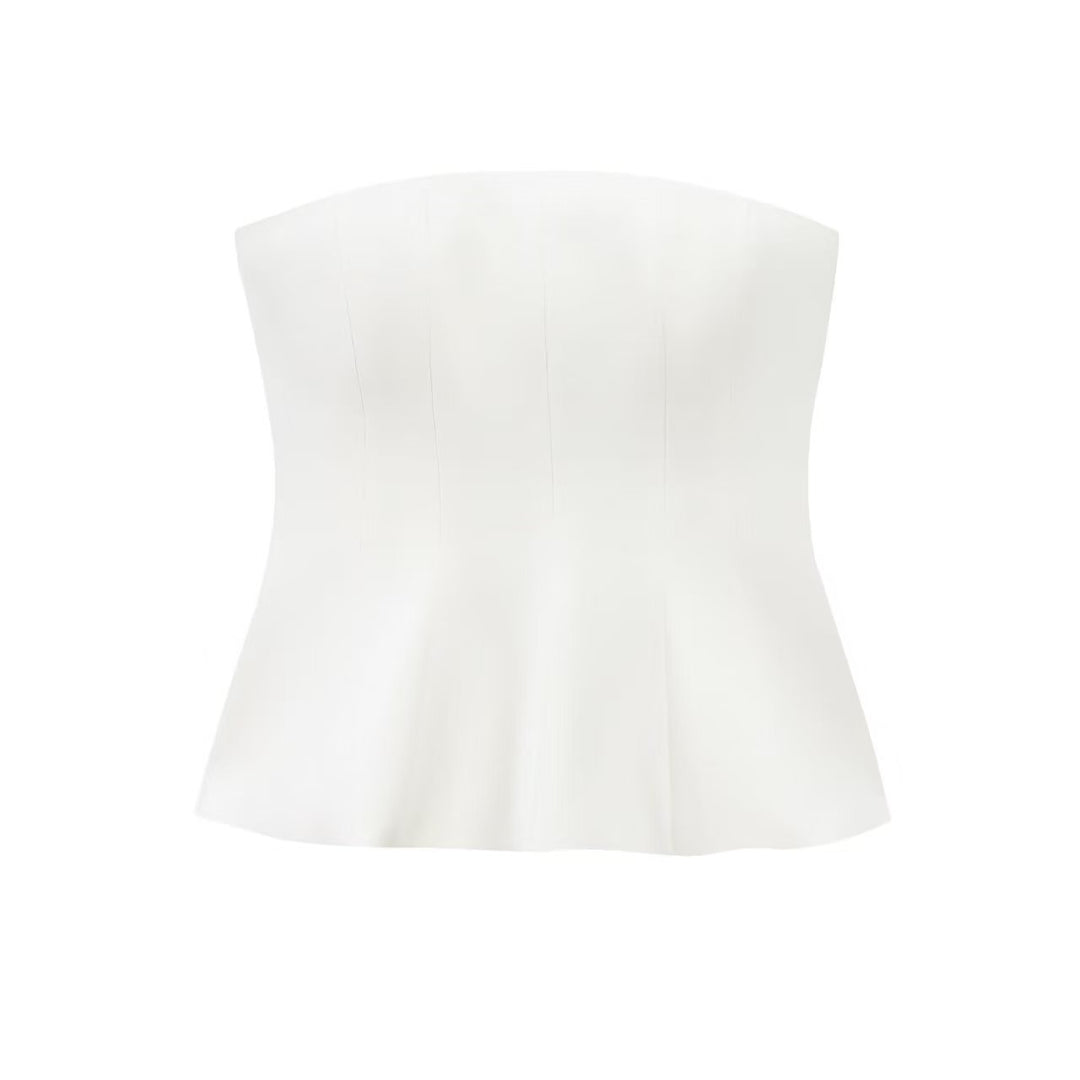 Dame Bustier-top med figursyngende snit og elegant plissering Skovae