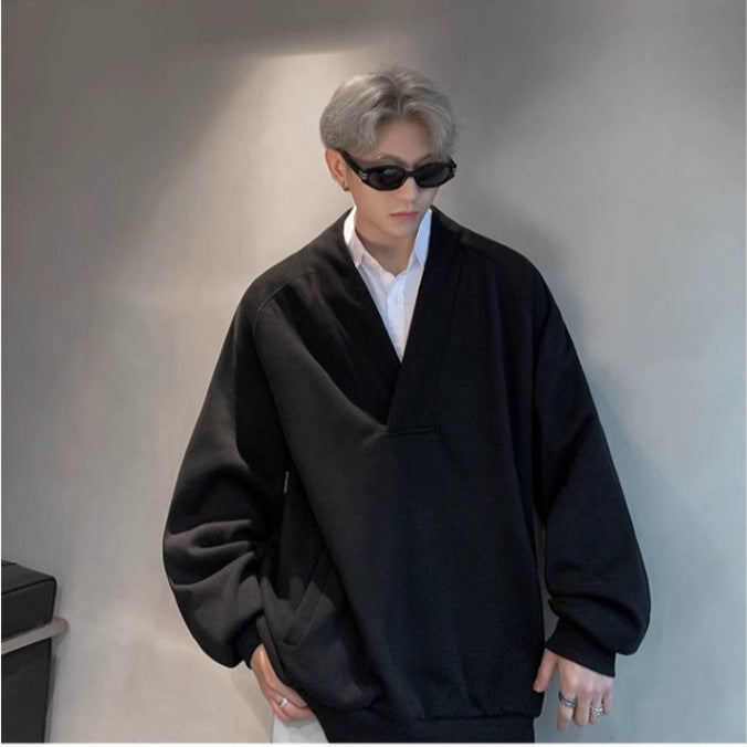 Dame komfortabel Sweatpullover med elegant V-hals og praktiske lommer Stilla