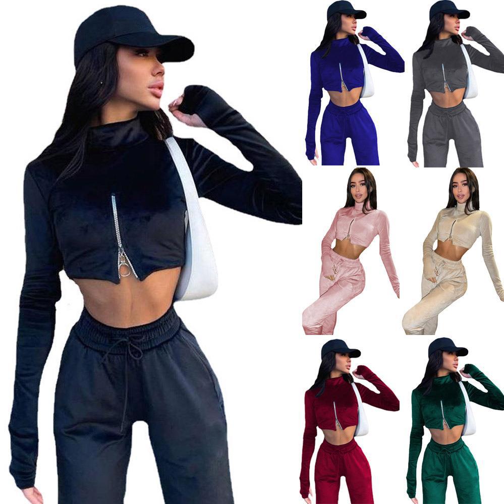 Dame Sporty Cropped-Sæt med Lynlås og Praktiske Lommer Stilla