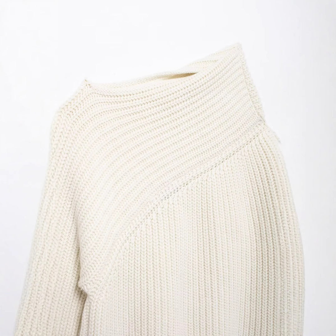 Femme Chunky Strik Asymmetrisk Pullover Stilla