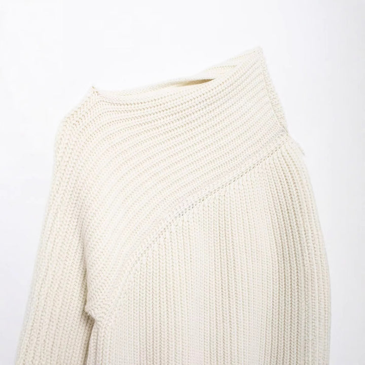 Femme Chunky Strik Asymmetrisk Pullover Stilla