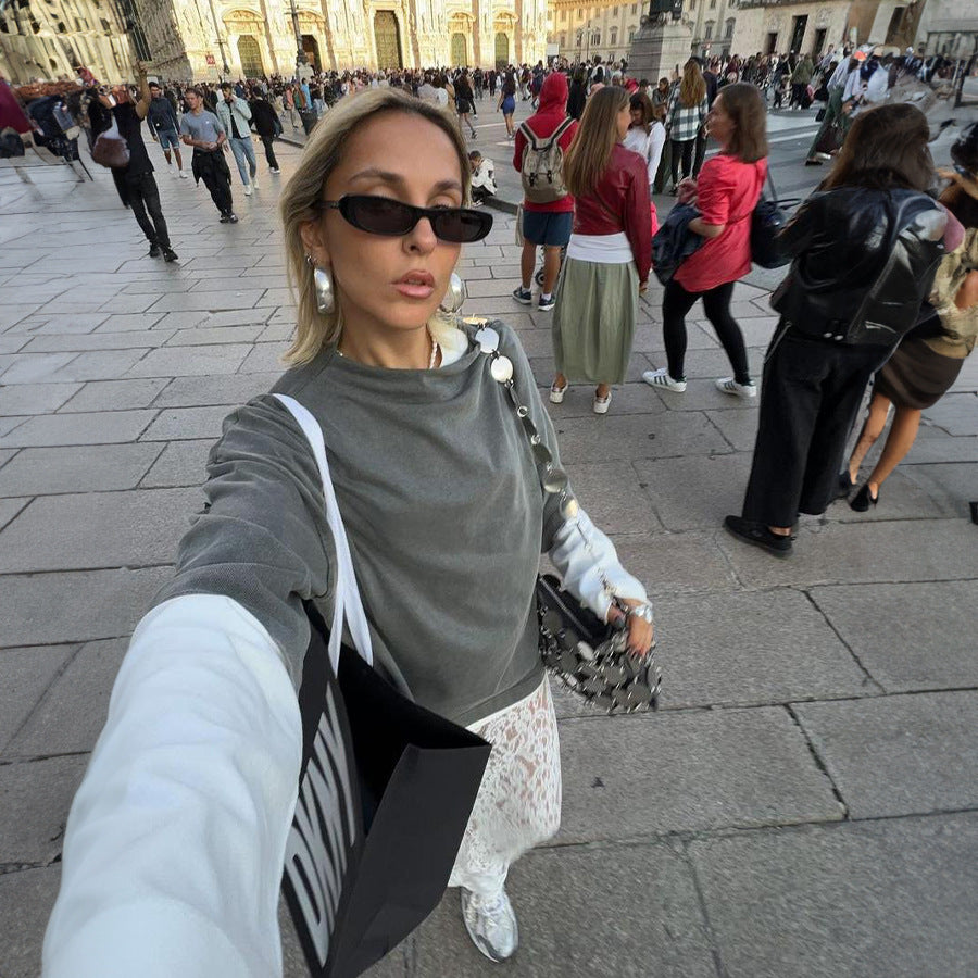 Dame Løs Oversized T-shirt med Drapering Stilla