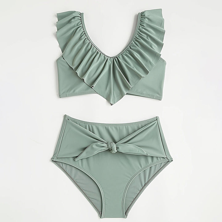 Dame bikini-sæt med voluminøst volangdesign og høj talje Stilla