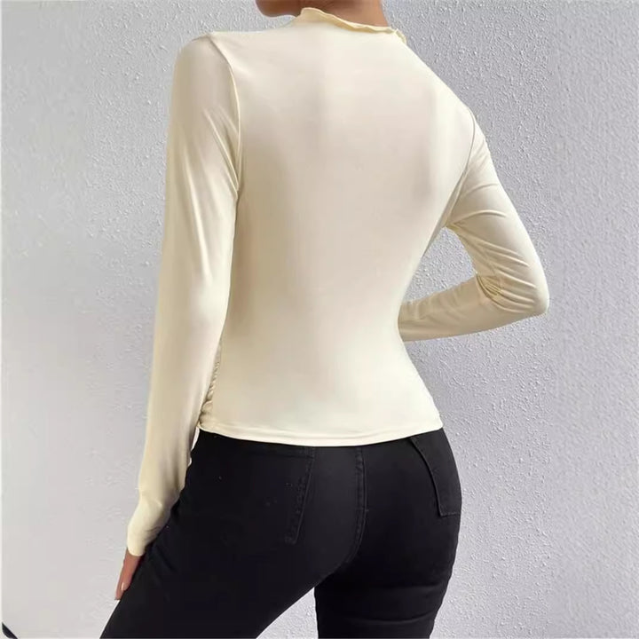 Dame elegant langærmet overdel med raffineret draperingsdesign Stilla