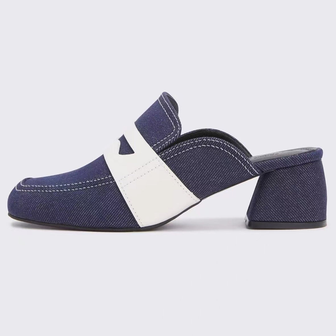 Dame Chunky Heel Slide Mules med dekorativt remdesign Stilla