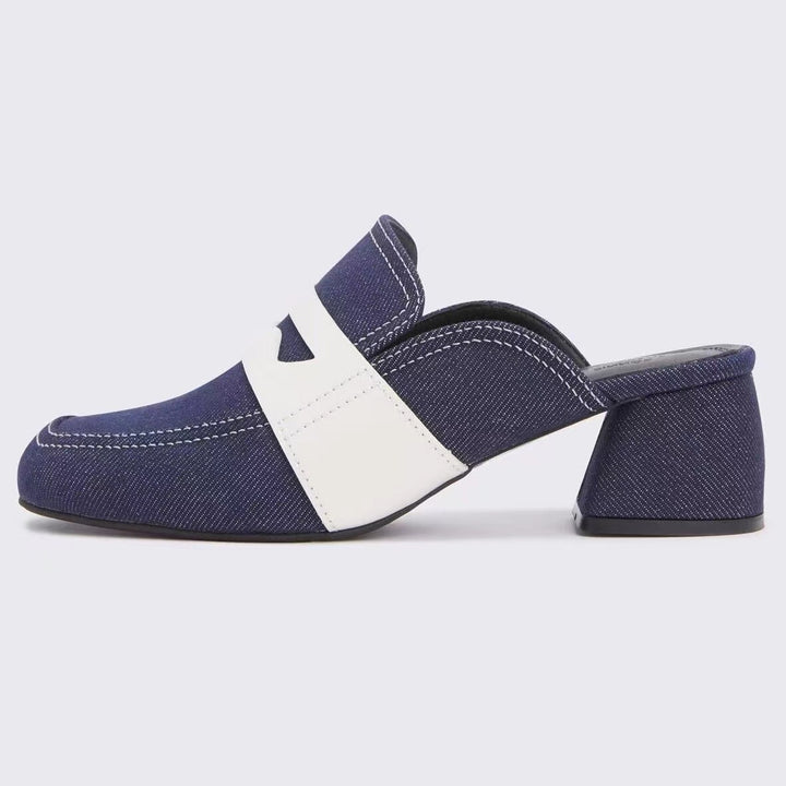 Dame Chunky Heel Slide Mules med dekorativt remdesign Stilla