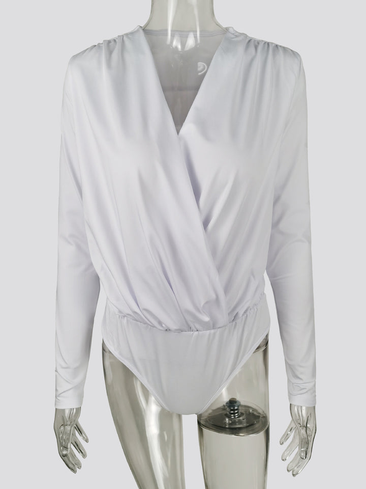 Dame Elegant Bodystocking med V-udskæring og lange ærmer Stilla