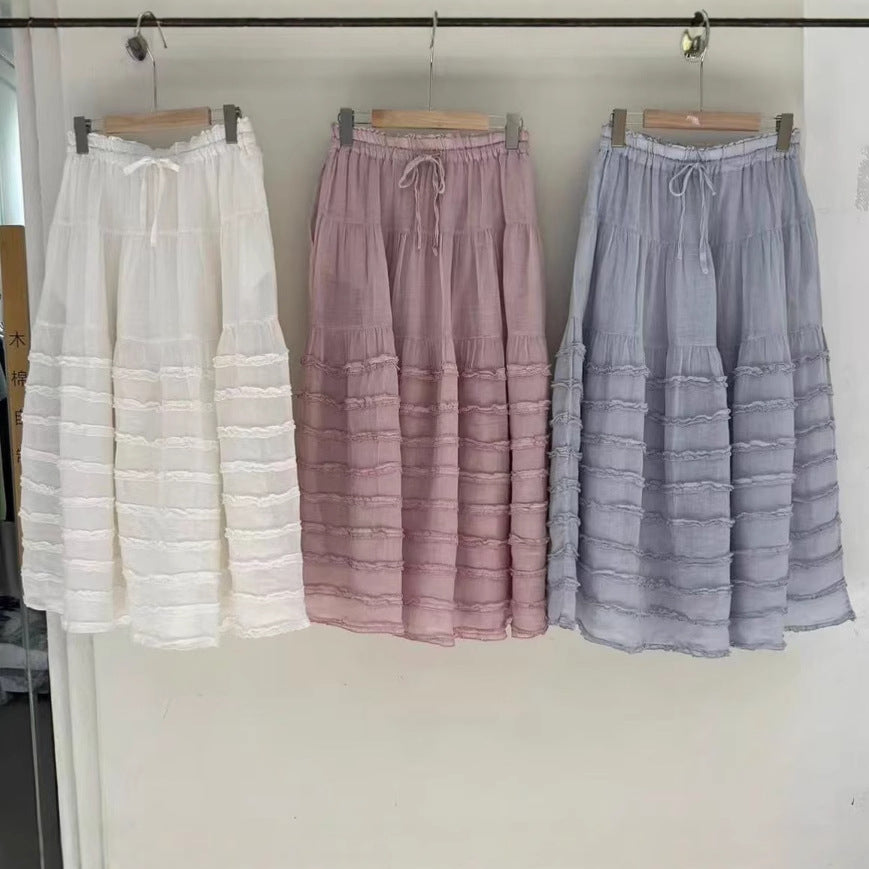 Femme Bohemian lagdelt maxi-nederdel med elastisk talje Stilla