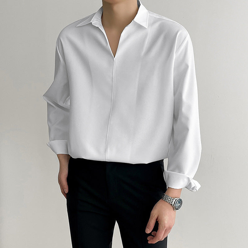 Dame Elegant Langærmet Bluse med moderne V-Udskæring og struktureret Overflade Stilla