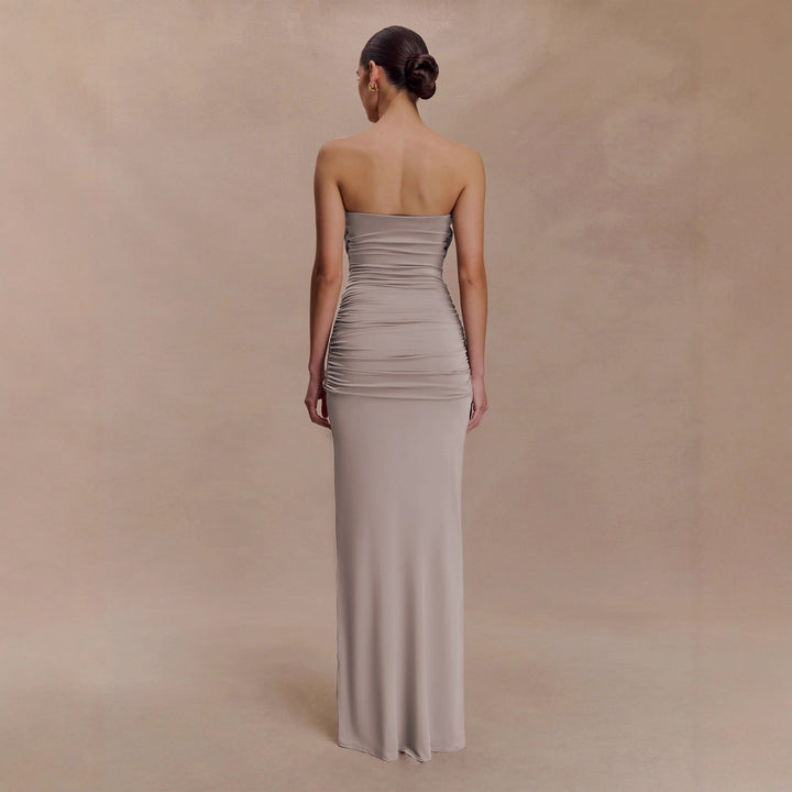 Dame Elegant Minimalistisk Aftenkjole med Draperinger Skovae