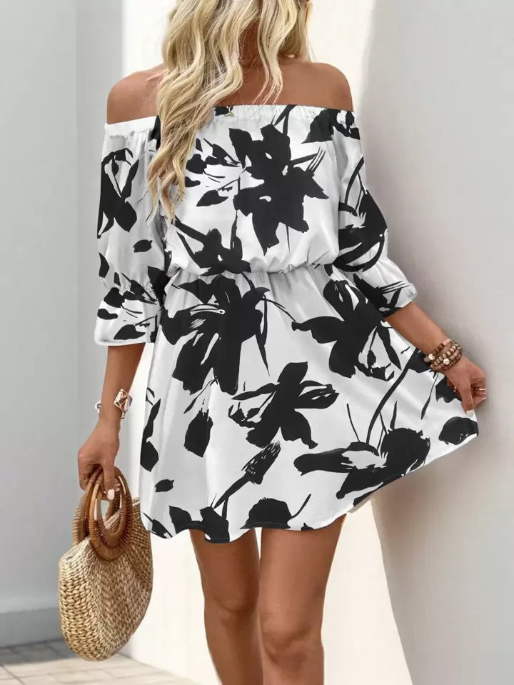 Off-Shoulder Floral Mini Kjole til Damer Stilla