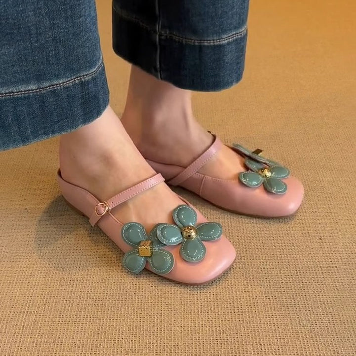 Dame Floral Akcent Slingback Ballerinaer Stilla