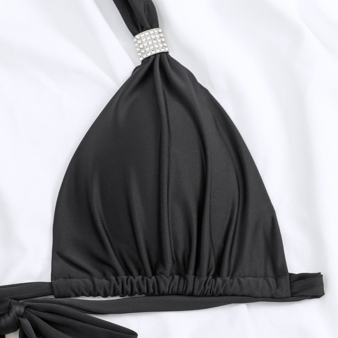 Dame Triangel-Bikini med elegant metalspænde og høj benudskæring Skovae