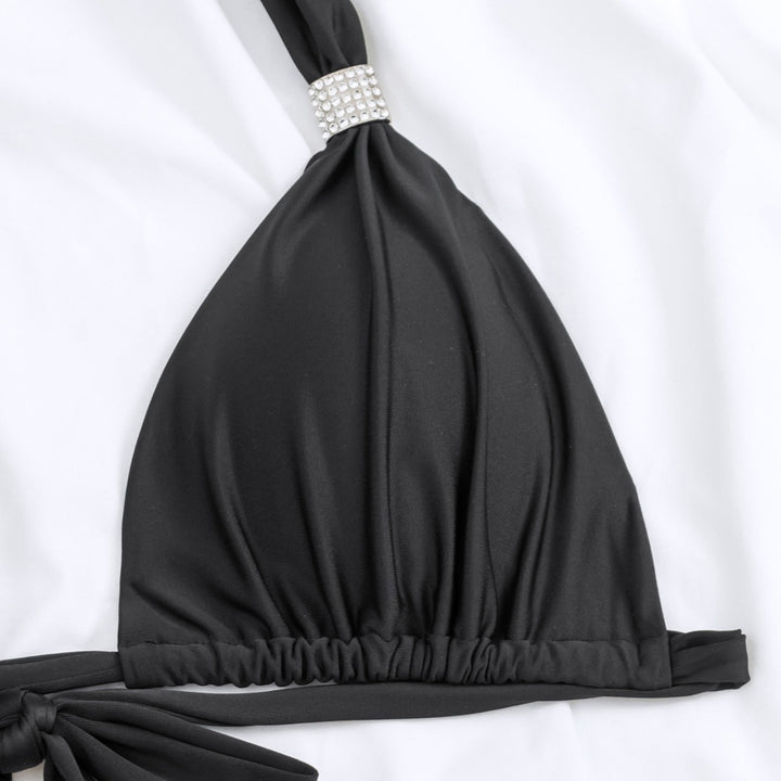 Dame Triangel-Bikini med elegant metalspænde og høj benudskæring Skovae