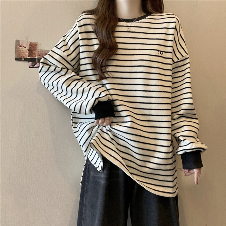 Femme Relaxed Stribet Rundhals Sweatshirt Stilla