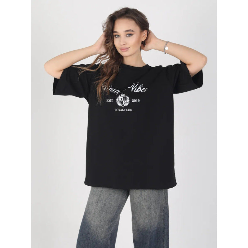 Dame Oversized T-shirt med stilfuld vintage-print og afslappet snit Stilla