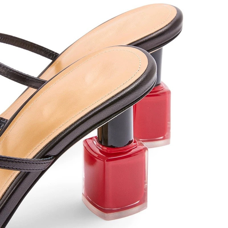 Dame Flip-Flops med stilfulde neglelak-hæle Stilla
