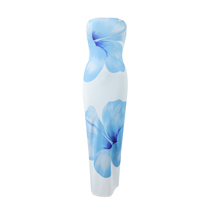 Dame strandvenlig maxikjole med elegant blomsterprint Skovae