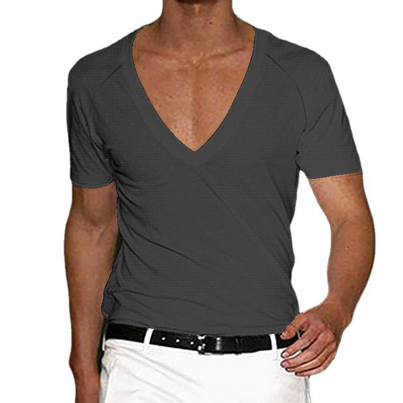 Herrer moderne V-hals T-shirt med åndbare egenskaber Stilla