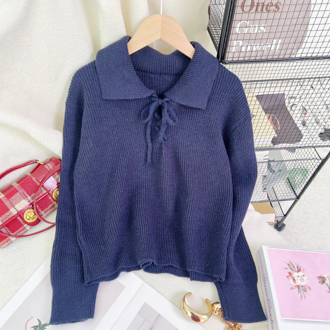 Kvinder casual pullover med polo krave og snørelukning Stilla