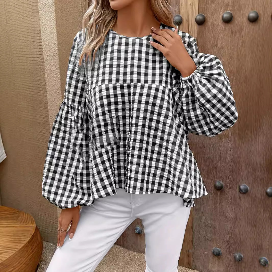 Femme Chic Ternede Skjorte med Puffærmer Stilla