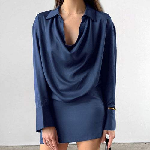 Dame Oversized Minikjole med moderne asymmetrisk snit og smart drapering Stilla
