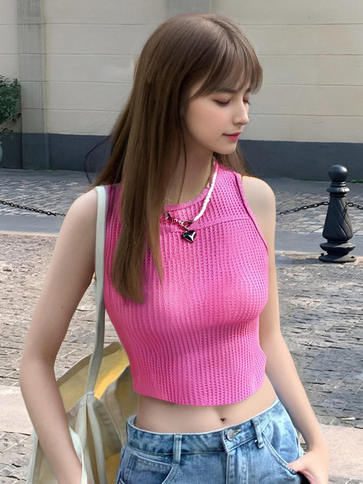 Dame Sporty Crop-Top med fin struktur Stilla