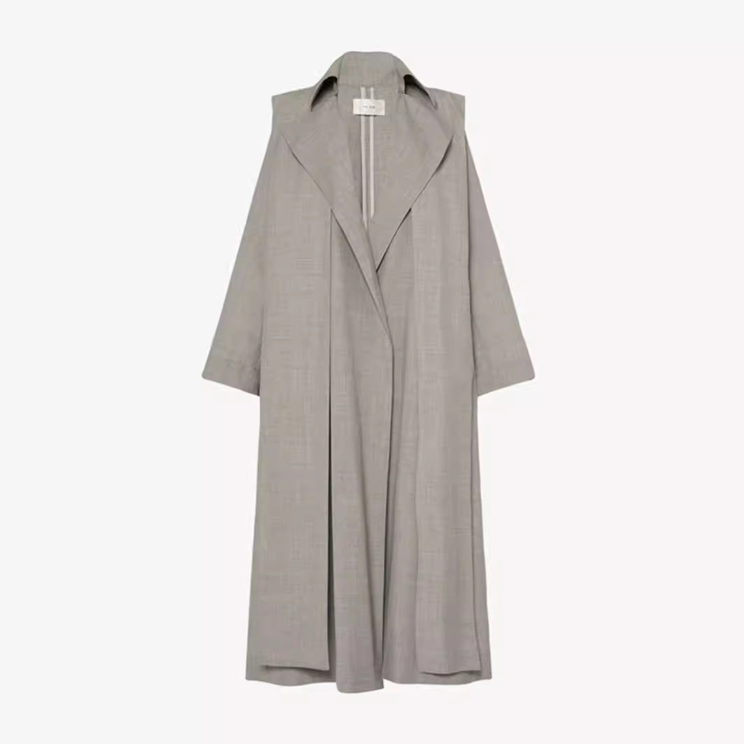 Kvinder Lang Oversized Trench Coat med Bred Krave Stilla