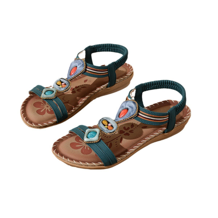 Dame sandaler med dekorative stenapplikationer og fleksibel rem Stilla
