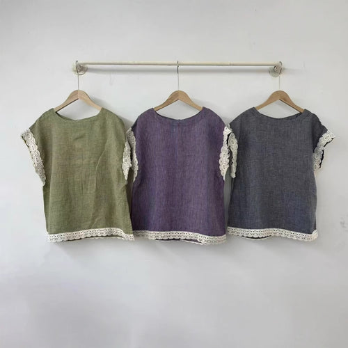 Femme Elegante Hæklet Kant Top Stilla