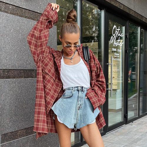 Damer Oversized Karo Shacket Stilla