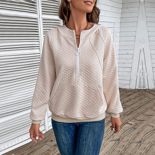 Dame trendy zip sweatshirts med lynlås og piqué mønster Stilla