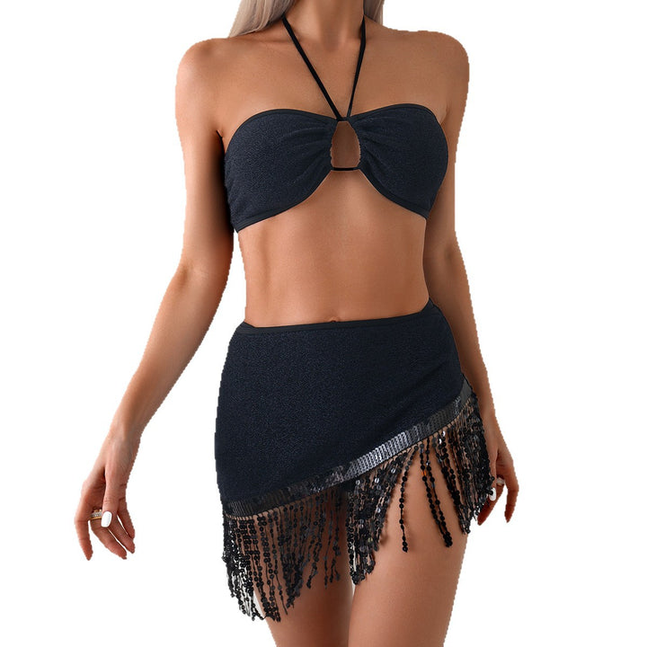 Dame Bandeau-bikini med glitrende nederdel Stilla