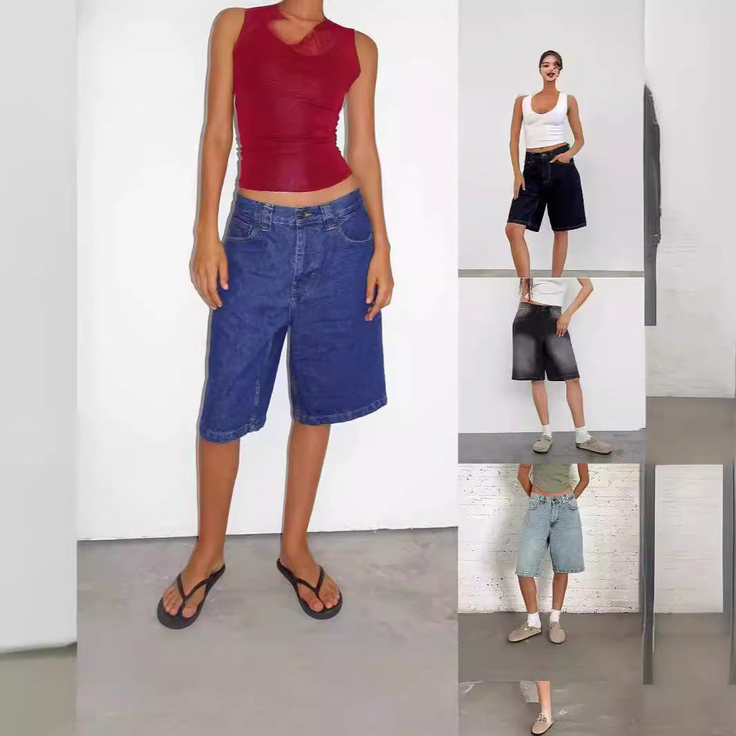 Dame Jeans-Bermudaer med løs pasform til afslappede fritidsaktiviteter Stilla