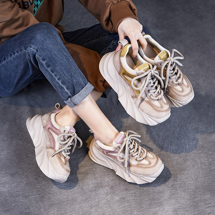 Dame Chunky Platform Mode Sneakers med åndbart Mesh Stilla