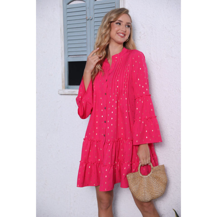 Dame Button-Up Lag Mini Kjole Stilla